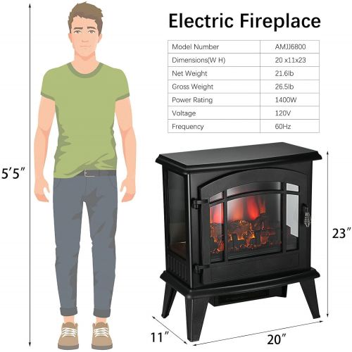  GXP 23 1400W Electric Fireplace Stove Heater Realistic Flame with Remote Protable