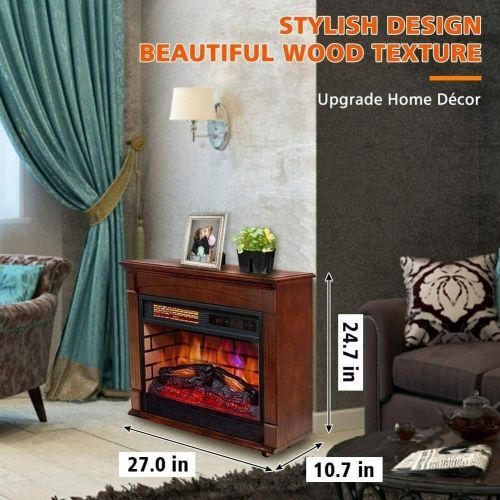  GXP 27”Electric Fireplace Wooden Mantel Flame Effect Infrared Space Heater 1500W