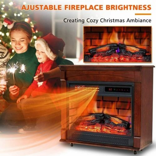  GXP 27”Electric Fireplace Wooden Mantel Flame Effect Infrared Space Heater 1500W