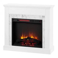 GXP Freestanding Faux Marble Surround Electric Fireplace in White Oak 36