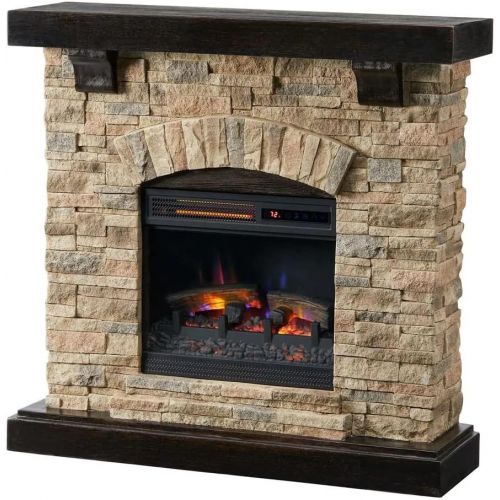 GXP 40 in. Freestanding Faux Stone Infrared Electric Fireplace in Tan