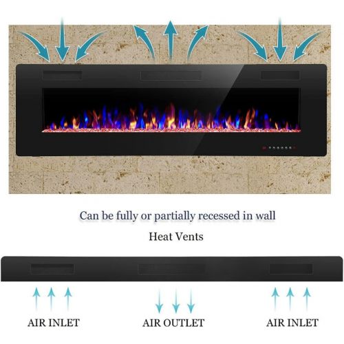  GXP 60 Electric Fireplace,Recessed&Wall Mounted,Ultra Thin$Low Noise,Remote Control