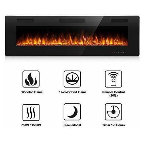  GXP 50 Inch Electric Fireplace in-Wall Recessed and Wall Mounted