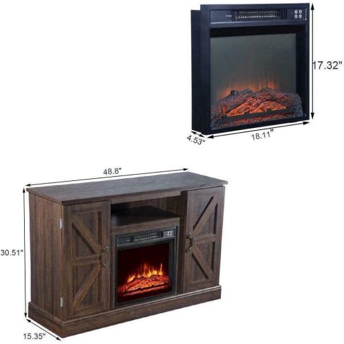  GXP 47 Wood Cabinet TV Stove Electric 18 Fireplace Heater w/Remote Control