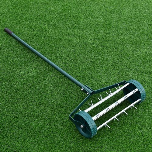  Gymax Rolling Garden Lawn Aerator Roller Home Grass Steel Handle