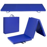 Gymax 6x2 Fitness Exercise Tri-Fold Gymnastics Mat Blue
