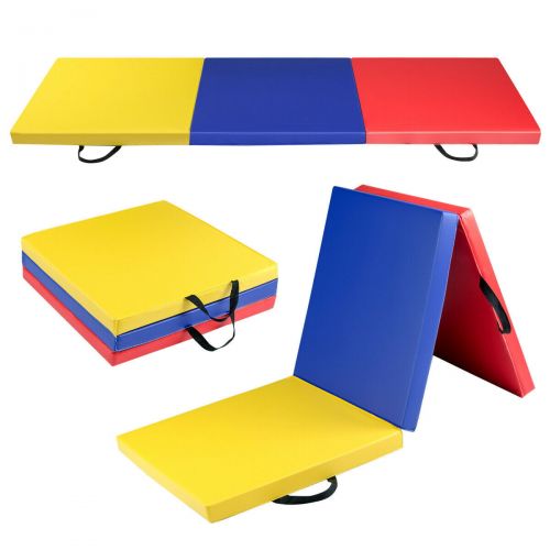  Gymax 6x2 Fitness Exercise Tri-Fold Gymnastics Mat Colorful