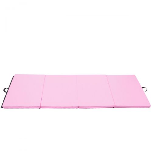  Gymax 4x8x2 Gymnastics Mat Thick Folding Panel Aerobics Exercise Gym Fitness Pink