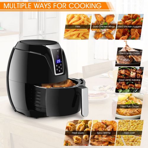  Gymax Electric Air Fryer 3.4Qt 1400W Oil-less Free Temperature and Time Control