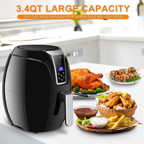  Gymax Electric Air Fryer 3.4Qt 1400W Oil-less Free Temperature and Time Control