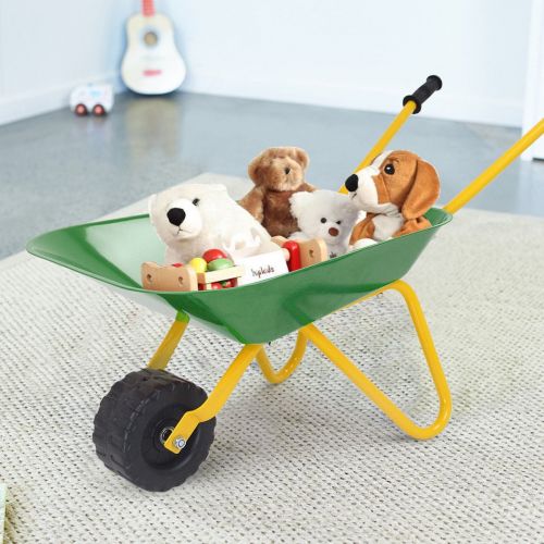  Gymax Kids Metal Wheelbarrow Childrens Size Ourdoor Garden Backyard Play Toy Green