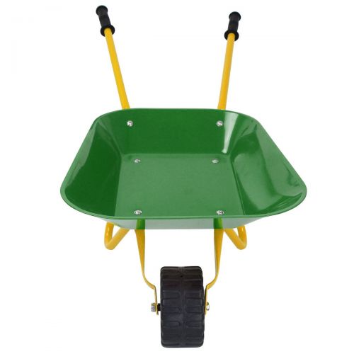  Gymax Kids Metal Wheelbarrow Childrens Size Ourdoor Garden Backyard Play Toy Green