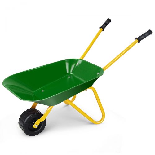  Gymax Kids Metal Wheelbarrow Childrens Size Ourdoor Garden Backyard Play Toy Green