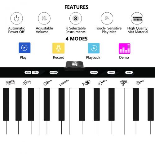  Gymax 24 Key Gigantic Piano Keyboard Dance Playmat Kids Toy w 8 Instrument Settings