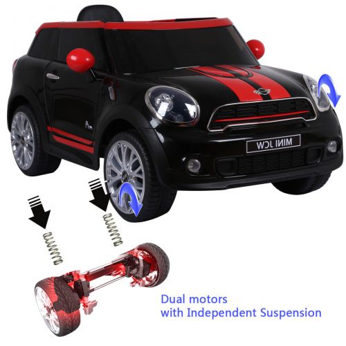  Gymax Black Electric MINI PACEMAN Kids Ride On Car Licensed RC Remote Control MP3