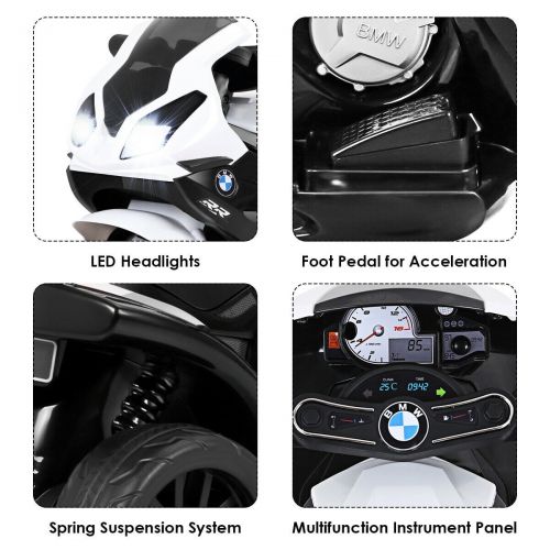  Gymax Kids Ride On Motorcycle BMW Licensed 6V Electric 3 Wheels Bicycle w Music&Light