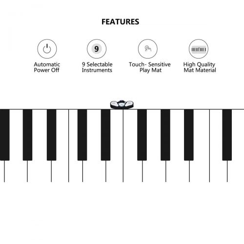  Gymax 24 Key Gigantic Piano Keyboard Dance Playmat w/ 9 Instrument Settings&MP3 Cable