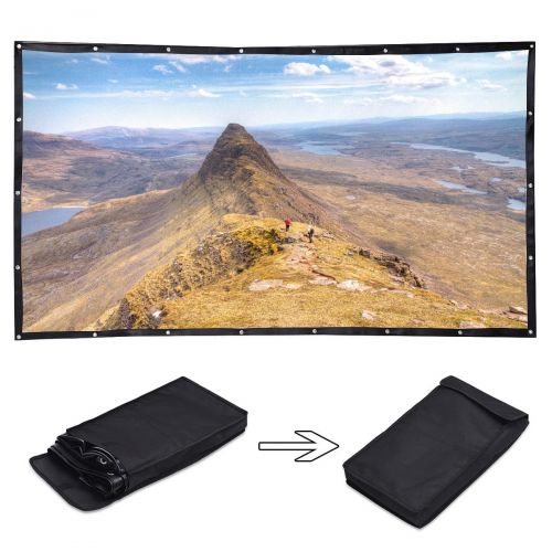  Gymax 120 16:9 Portable Projector Screen High Contrast Collapsible Home Theater PVC