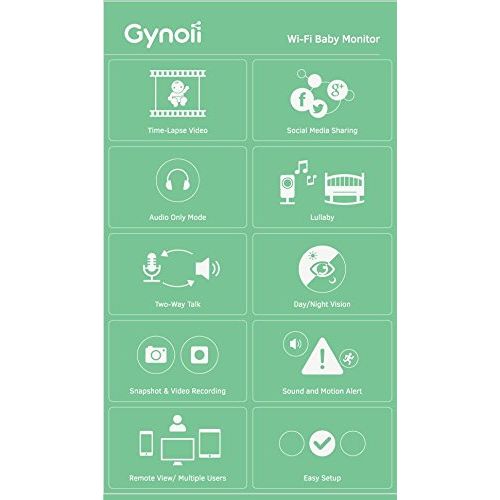  Gynoii WiFi Wireless Video Baby Monitor with HD Infrared Night Vision, Two Way Audio and Time-Lapse...