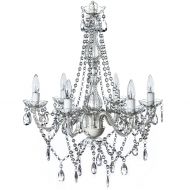 The Original Gypsy Color 6 Light Large Crystal Chandelier H26 W22, White Metal Frame with Clear Acrylic Crystals (Better Than Glass)