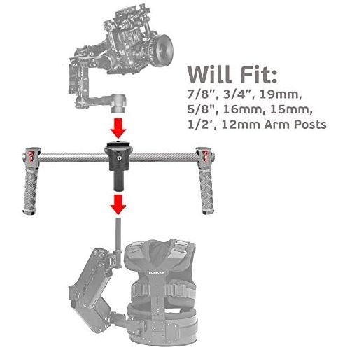  GyroVu Universal Armpost Adaptor for attaching DJI Ronin-MMX to TiffenSteadycam G40, G50, G60 G70, Scout, Zephyr; Glidecam X-10, X-20, X-30, X-45, Gold; GPI Pro Atlas, Titan; Act