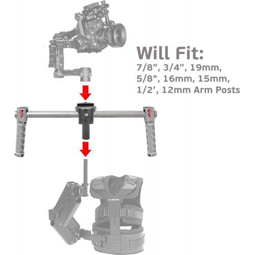  GyroVu Universal Armpost Adaptor for attaching DJI Ronin-MMX to TiffenSteadycam G40, G50, G60 G70, Scout, Zephyr; Glidecam X-10, X-20, X-30, X-45, Gold; GPI Pro Atlas, Titan; Act