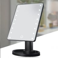 Gyswshh Makeup Mirror Touch Screen 16/22 LED Rotatable Table Lighted Cosmetic Tool - Black 22 LED