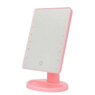 Gyswshh Makeup Mirror Touch Screen 16/22 LED Rotatable Table Lighted Cosmetic Tool - Pink 16 LED