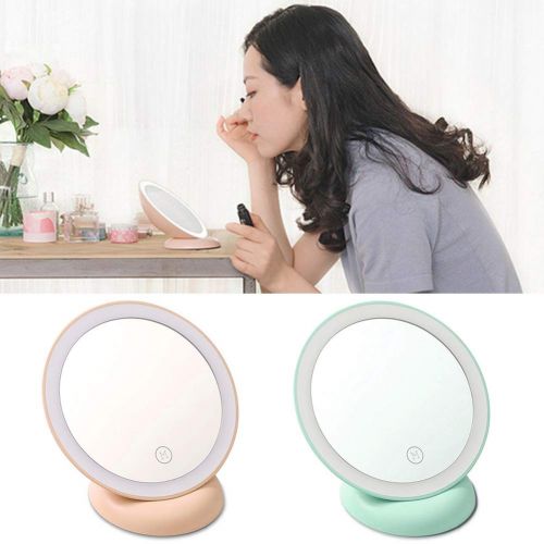  Gyswshh Makeup Cosmetic Mirror,360 Rotation LED Compact Desk Reading Lamp Night Light Green