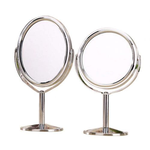  Gyswshh Double-Sided Makeup,Portable 1:2 Magnifying Round Oval Cosmetic Stand Mirror B