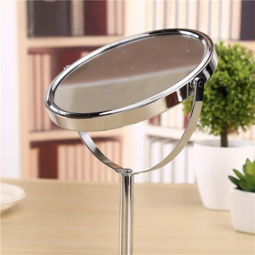  Gyswshh Double-Sided Makeup,Portable 1:2 Magnifying Round Oval Cosmetic Stand Mirror B