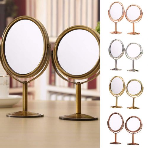  Gyswshh Double-Sided Makeup,Portable 1:2 Magnifying Round Oval Cosmetic Stand Mirror B