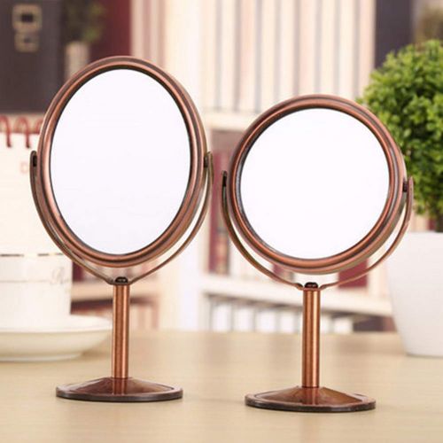  Gyswshh Double-Sided Makeup,Portable 1:2 Magnifying Round Oval Cosmetic Stand Mirror B