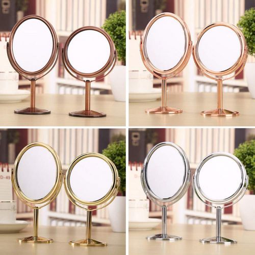  Gyswshh Double-Sided Makeup,Portable 1:2 Magnifying Round Oval Cosmetic Stand Mirror B