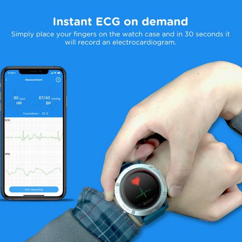  Gyswshh Vibe 3 ECG Touch Smart Bracelet Heart Rate Sleep Monitor Fitness Tracker Blue