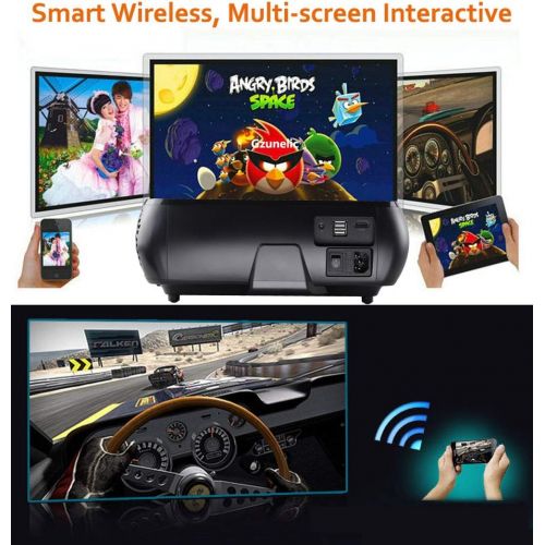  Native 1080P Smart Projector - Gzunelic 7000 Lumens Android Wi-Fi Bluetooth Projector, ±50° 4D Keystone Correction, X/Y Zoom, 10000:1 Contrast, LED Video Proyector Wireless Mirror