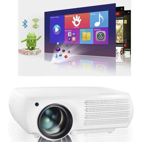  Native 1080p Android Projector, Gzunelic 7000 Lumens Smart WiFi Bluetooth Projector ± 50° 4D Keystone X / Y Zoom 10000:1 Contrast, Home Theater LED Video HD Proyector Wireless Mirr