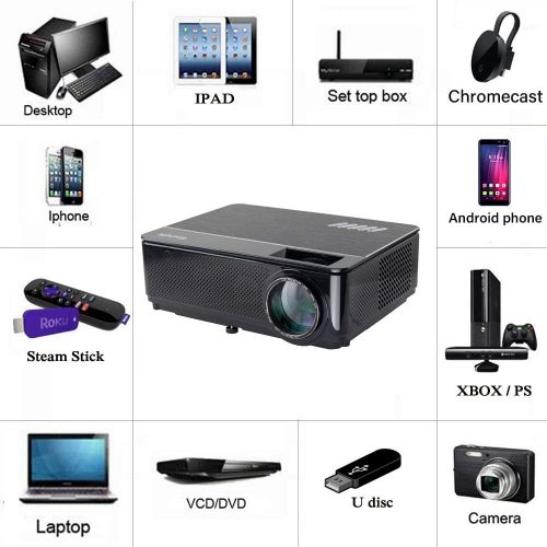  Gzunelic Real 8500 lumens Real Native 1080p LED Video Projector ± 50° 4D Keystone X / Y Zoom 8000:1 Contrast Built in HI-FI Stereo Sound Box Full HD Home Theater Proyector