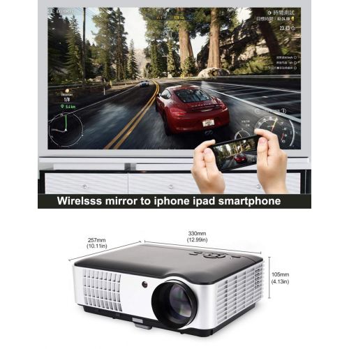  Gzunelic Smart Android 6.0 Projector, 4000 lumens WiFi 1080p Video Projector, LCD LED Full HD Theater Proyector with Bluetooth, Adopt 6 Primary Colors Matrix HD Imaging Technology