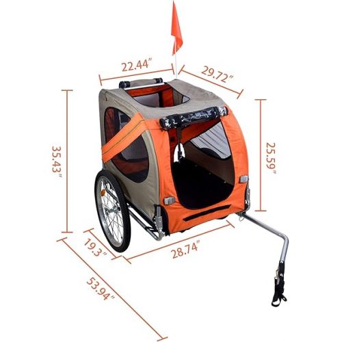  H&B Luxuries Pet Bike Trailer Load 68 Pounds, Suitable for Big and Small Dogs, Folding Storage, Detachable, Easy to Install, Breathable Protective Net Pet Cart