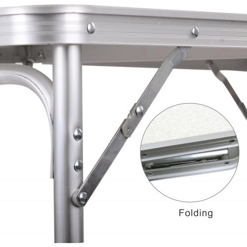  H&B Luxuries Portable Height Adjustable Aluminum Folding Camping Table with Carry Handle FT-ACFT1