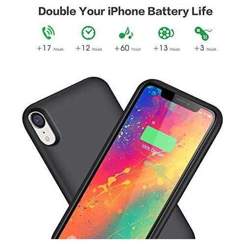  [아마존베스트]HHETP Battery Case for iPhone XR Upgraded【6800mAh】 Portable Rechargeable Charger Case for iPhone XR Extended Battery Pack for iPhone XR Protective Charging Case Backup Cover(6.1 inch) -