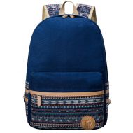 H HIKKER-LINK Cute Pattern Backpack School Laptop Book Bag Rucksack Dark Blue