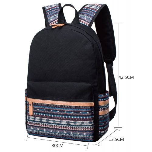  H HIKKER-LINK Cute Pattern Backpack School Laptop Book Bag Rucksack Dark Blue