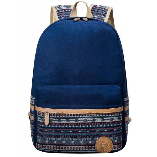  H HIKKER-LINK Cute Pattern Backpack School Laptop Book Bag Rucksack Dark Blue