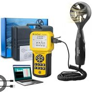 HoldPeak CFM Meter HVAC Anemometer with USB, Handheld Wind Speed Air Flow Velocity Meter Tester Gauge 100MPH with Temperature, MAX/MIN/AVG, Backlight, Memory Functions HP-856A