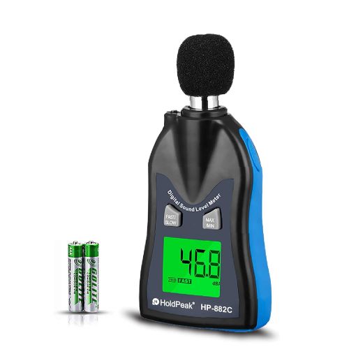  [아마존베스트]H HOLDPEAK HOLDPEAK 882C Decibel Meter,Digital Sound Level Meter 30-130dBA,Noise Volume Measuring Instrument Decibel Monitoring Tester,Max/Min Hold Data,Sensor LCD Backlight Display(Battery I