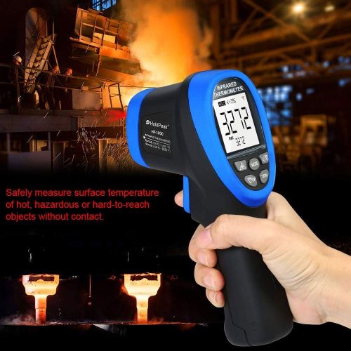  H HOLDPEAK HOLDPEAK 1800 Digital Laser Pyrometer Infrared Thermometer High Temp Gun -58℉~3272℉,Non-Contact IR Thermometer with D:S=50:1,Emissivity Adjustable,Max/Min and Backlit for Casting G