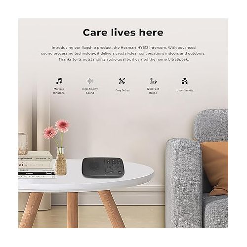  Hosmart Intercoms Wireless for Home, Full Duplex Wireless Intercom System for Business, Room to Room Intercom Two Way Real-time Intercom with 1200 Feet Range (3 Stations)