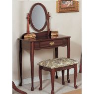 H-M SHOP Traditional Cherry Vanity Set w/ Stool and Mirror